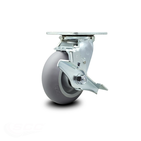 5 Inch Thermoplastic Rubber Swivel Caster with Ball Bearing and Brake SCC